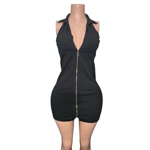 Black Zip-Up Sleeveless Dress